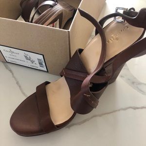 Never worn leather wedges